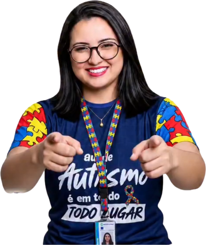 Kezia Queiroz, candidata a deputada federal pelo Rio de Janeiro, apontando para a frente